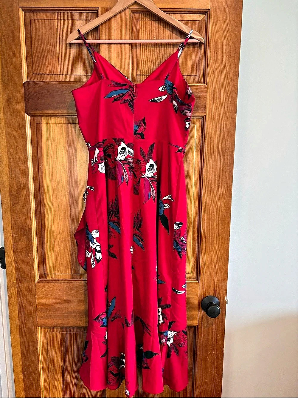 Floral Midi Dress in Red & Black Like New